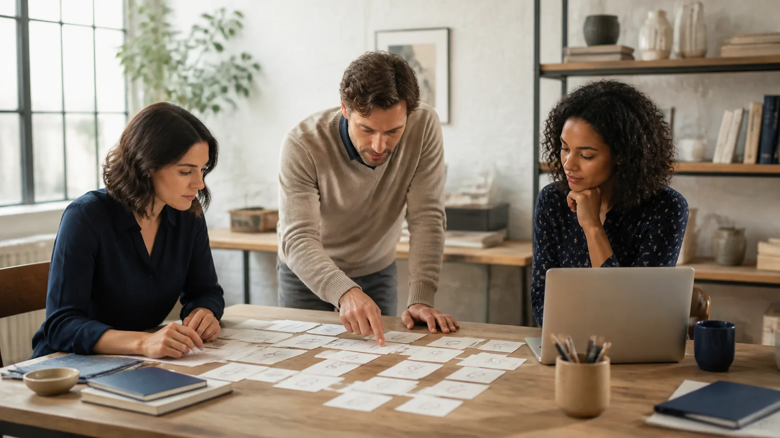 Small business team mapping repetitive tasks before introducing practical automation
